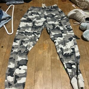 Camp black and white cargo pants